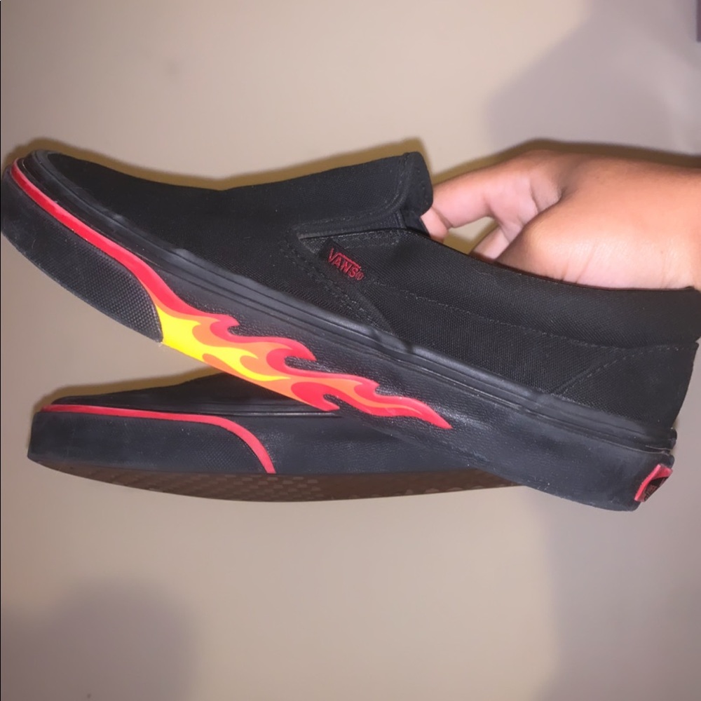 Customized Flame Slip-On Vans
